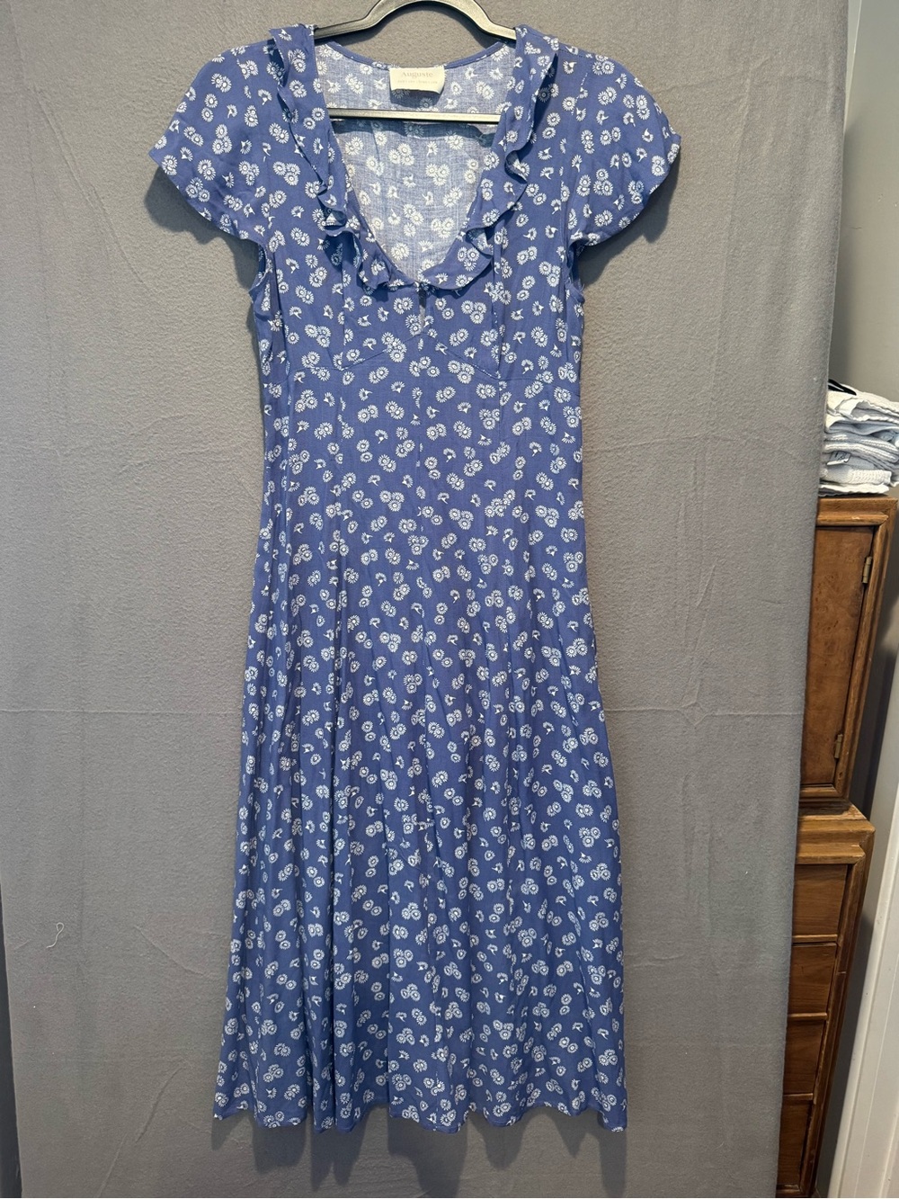 Auguste The Label Blue Floral Ruffle Maxi Dress